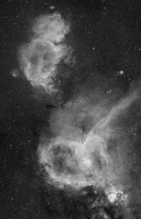 The Heart and Sould Nebulae in Ha